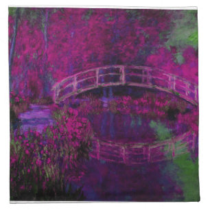 Claude Monet The Japanese Bridge purple Cloth Napkin