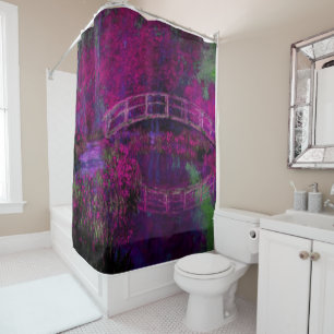 Claude Monet The Japanese Bridge purple Shower Curtain
