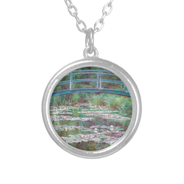 Claude Monet The Japanese Footbridge Silver Plated Necklace (Front)