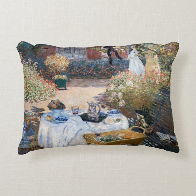 Claude Monet - The Luncheon, decorative panel Accent Pillow (Front)