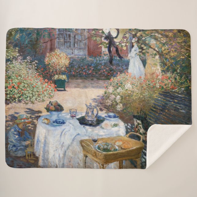 Claude Monet - The Luncheon, decorative panel Sherpa Blanket (Front (Horizontal))