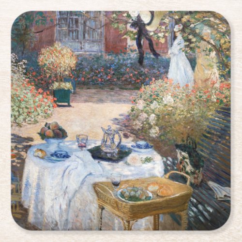 Claude Monet _ The Luncheon decorative panel Square Paper Coaster