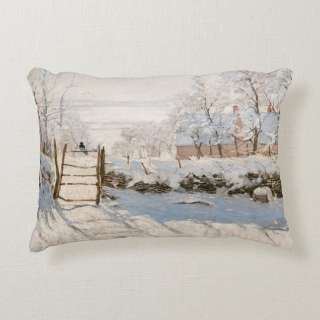 Claude Monet - The Magpie Accent Pillow (Front)