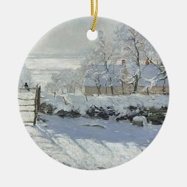 Claude Monet - The Magpie Classic painting Ceramic Ornament (Front)