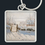 Claude Monet - The Magpie Keychain<br><div class="desc">The Magpie / La Pie - Claude Monet,  Oil on Canvas, 1868-1869</div>