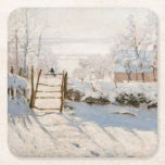 Claude Monet - The Magpie Square Paper Coaster<br><div class="desc">The Magpie / La Pie - Claude Monet,  Oil on Canvas, 1868-1869</div>