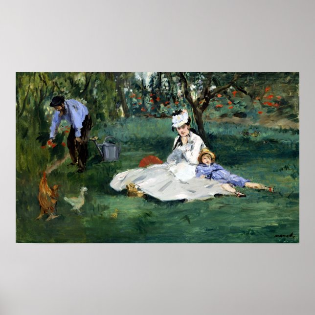 Claude Monet The Monet Family in Their Garden Poster (Front)