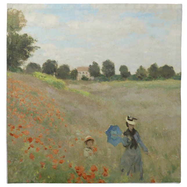 Claude Monet The Poppy Field near Argenteuil Art Cloth Napkin (Front)