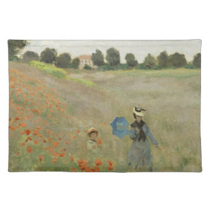 Claude Monet The Poppy Field near Argenteuil Art Cloth Placemat