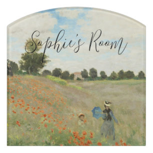 Claude Monet The Poppy Field near Argenteuil Art Door Sign