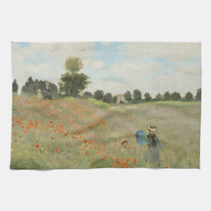 Claude Monet The Poppy Field near Argenteuil Art Kitchen Towel