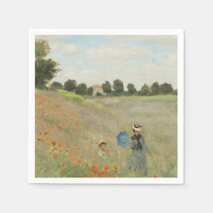 Claude Monet The Poppy Field near Argenteuil Art Napkins