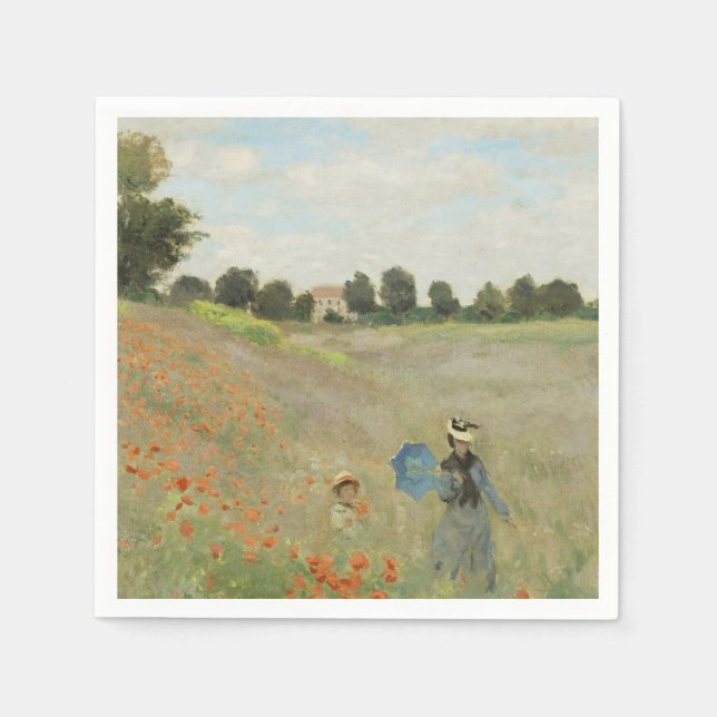 Claude Monet The Poppy Field near Argenteuil Art Napkins (Front)