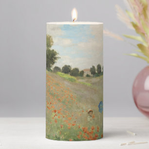 Claude Monet The Poppy Field near Argenteuil Art Pillar Candle