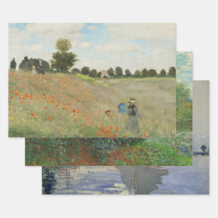 Claude Monet The Poppy Field near Argenteuil Art Wrapping Paper Sheets
