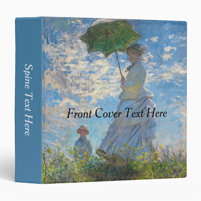 Claude Monet - The Promenade, Woman with a Parasol 3 Ring Binder (Front/Spine)