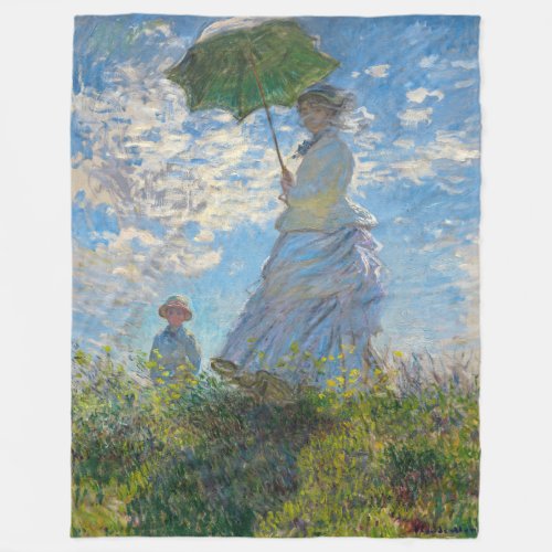 Claude Monet _ The Promenade Woman with a Parasol Fleece Blanket