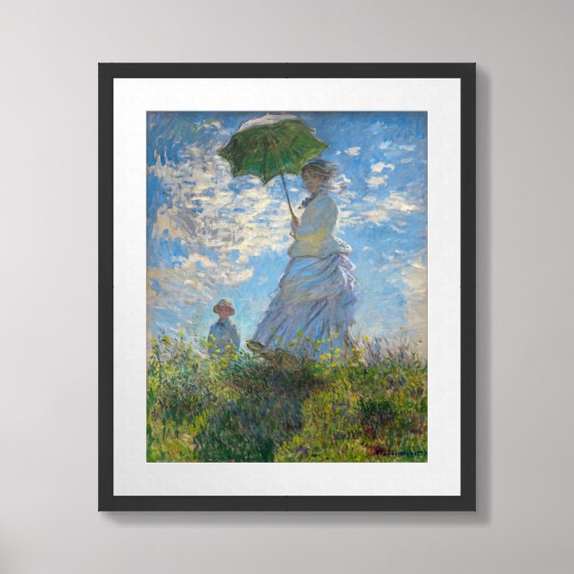 Claude Monet - The Promenade, Woman with a Parasol Framed Art (Framed Front)
