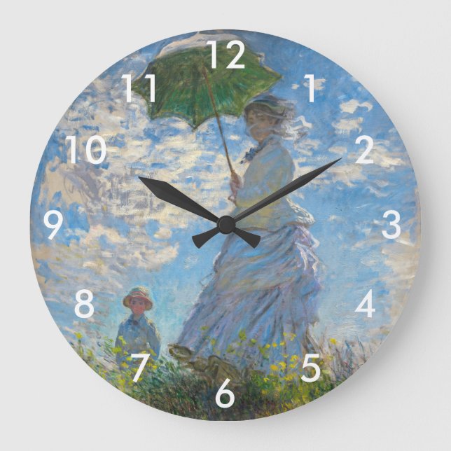 Claude Monet - The Promenade, Woman with a Parasol Large Clock (Front)