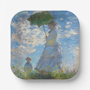 Claude Monet - The Promenade, Woman with a Parasol Paper Plates