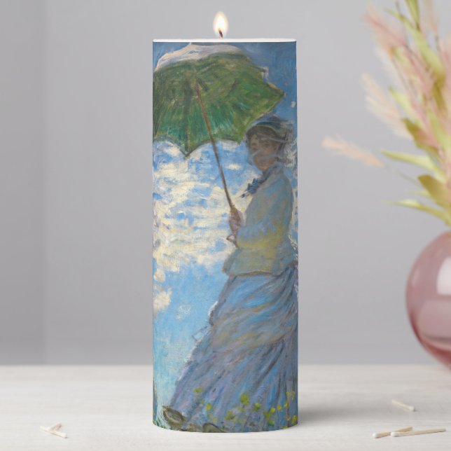 Claude Monet - The Promenade, Woman with a Parasol Pillar Candle (In Situ)