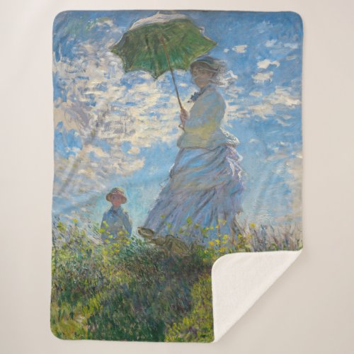 Claude Monet _ The Promenade Woman with a Parasol Sherpa Blanket