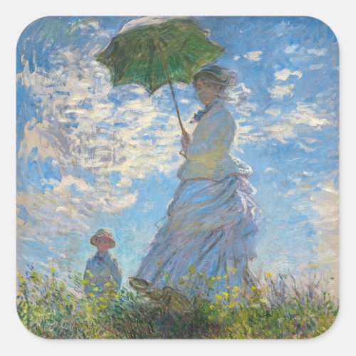 Claude Monet _ The Promenade Woman with a Parasol Square Sticker