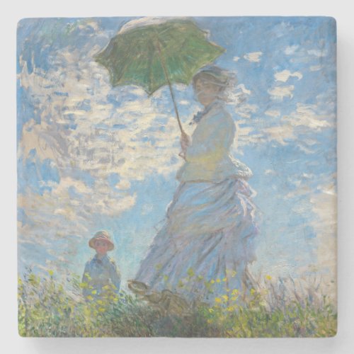 Claude Monet _ The Promenade Woman with a Parasol Stone Coaster