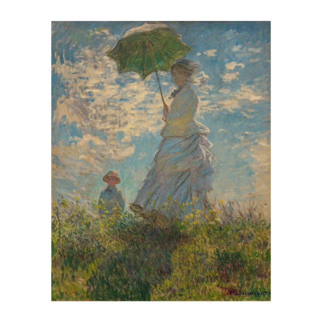 Claude Monet - The Promenade, Woman with a Parasol Wood Wall Art (Front)