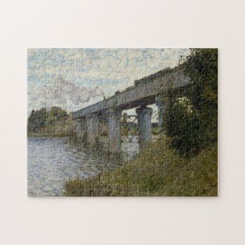 Claude Monet - The Railroad Bridge In Argenteuil Jigsaw Puzzle by niceartpaintings at Zazzle