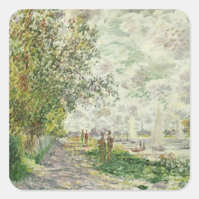 Claude Monet | The Riverbank at Gennevilliers Square Sticker (Front)