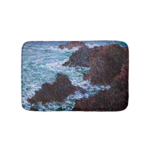 Claude Monet _ The Rocks at Belle_Ile Wild Coast Bath Mat
