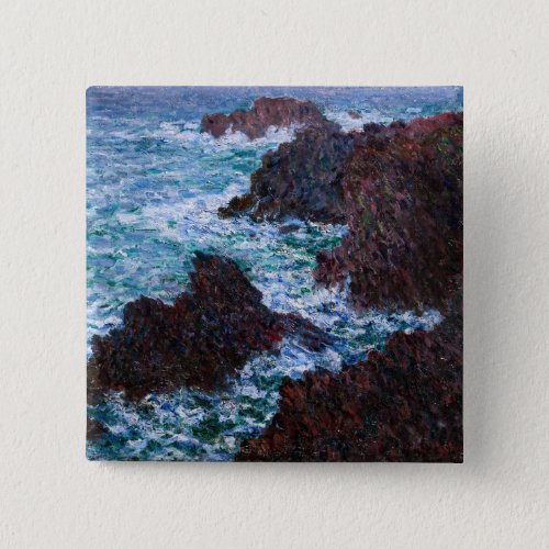 Claude Monet _ The Rocks at Belle_Ile Wild Coast Button