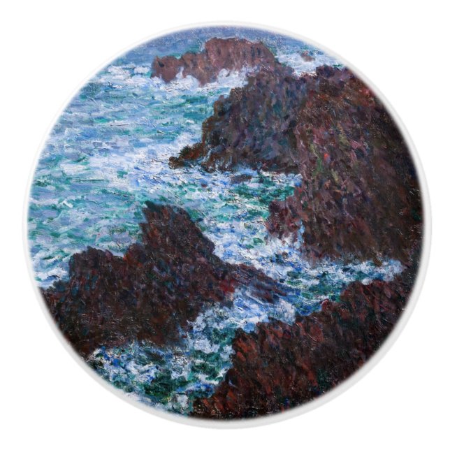 Claude Monet - The Rocks at Belle-Ile, Wild Coast Ceramic Knob (Front)
