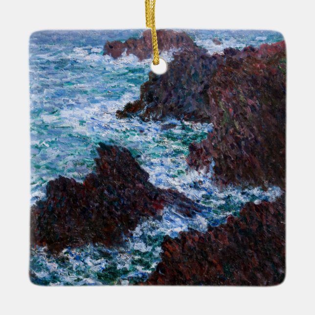 Claude Monet - The Rocks at Belle-Ile, Wild Coast Ceramic Ornament (Front)