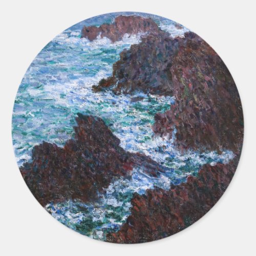 Claude Monet _ The Rocks at Belle_Ile Wild Coast Classic Round Sticker