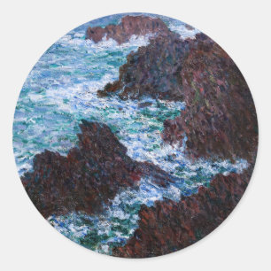 Claude Monet - The Rocks at Belle-Ile, Wild Coast Classic Round Sticker
