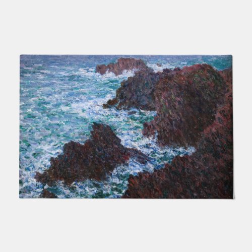 Claude Monet _ The Rocks at Belle_Ile Wild Coast Doormat