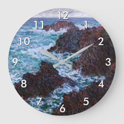 Claude Monet _ The Rocks at Belle_Ile Wild Coast Large Clock