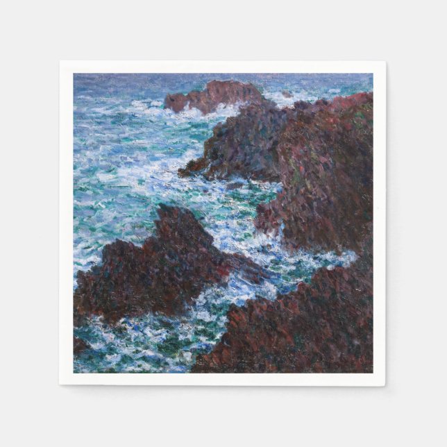 Claude Monet - The Rocks at Belle-Ile, Wild Coast Napkins (Front)
