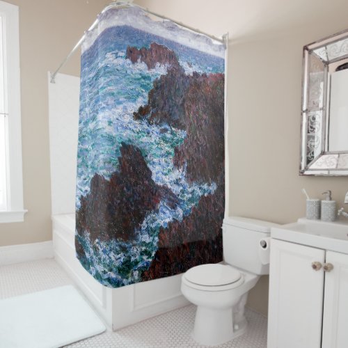 Claude Monet _ The Rocks at Belle_Ile Wild Coast Shower Curtain