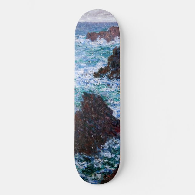 Claude Monet - The Rocks at Belle-Ile, Wild Coast Skateboard (Front)