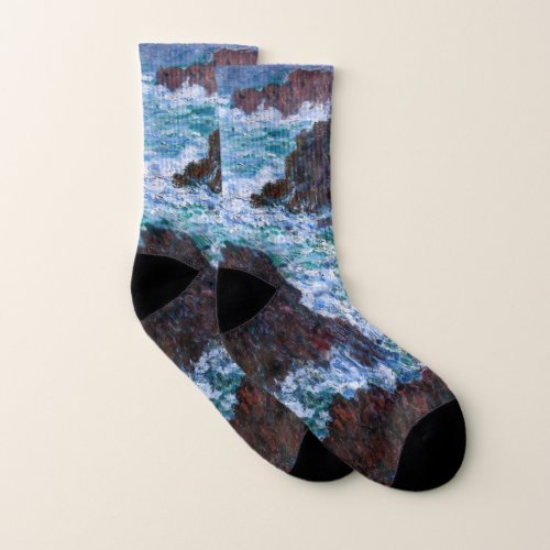 Claude Monet _ The Rocks at Belle_Ile Wild Coast Socks