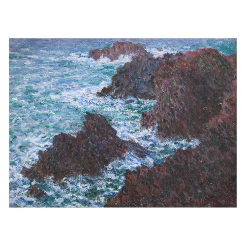 Claude Monet _ The Rocks at Belle_Ile Wild Coast Tablecloth