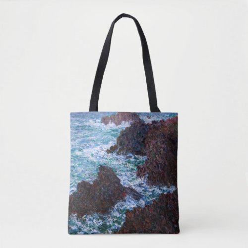 Claude Monet _ The Rocks at Belle_Ile Wild Coast Tote Bag