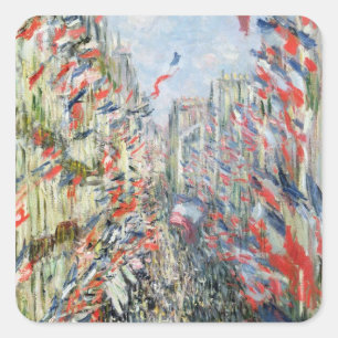 Claude Monet The Rue Montorgueil, Paris Square Sticker
