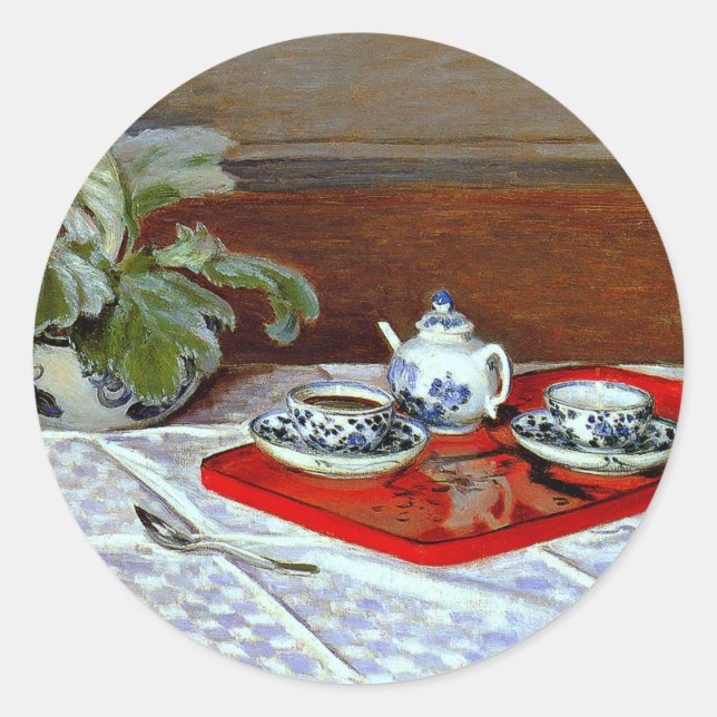 Claude Monet - The Tea Set, Classic Round Sticker (Front)