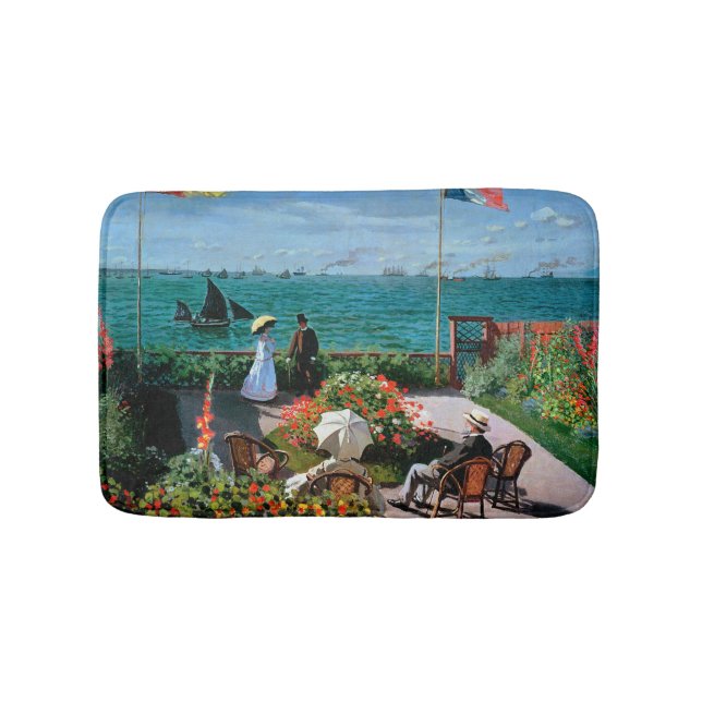 Claude Monet | The Terrace at Sainte-Adresse, 1867 Bathroom Mat (Front)