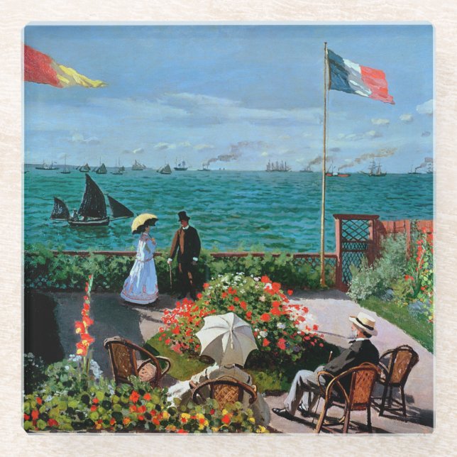 Claude Monet | The Terrace at Sainte-Adresse, 1867 Glass Coaster (Front)