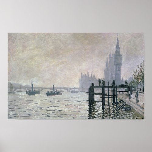 Claude Monet  The Thames below Westminster Poster